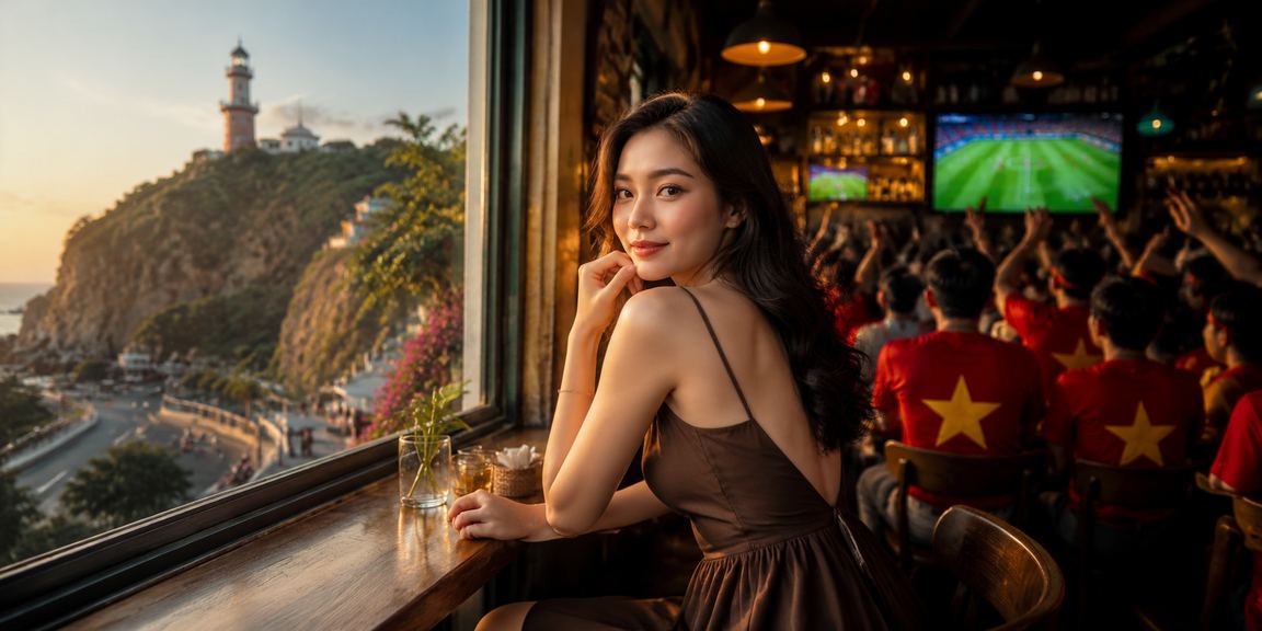 Người dùng Vũng Tàu kiểm tra ứng dụng 2340 bên ly cà phê buổi sáng