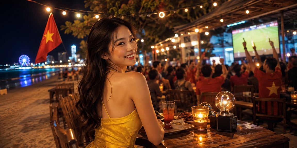 Nhóm bạn tại Vũng Tàu ngồi cà phê cùng thử game mới trên điện thoại buổi chiều
